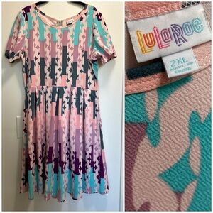 LuLaRoe Amelia 2XL Pink Multi with Pockets NWOT